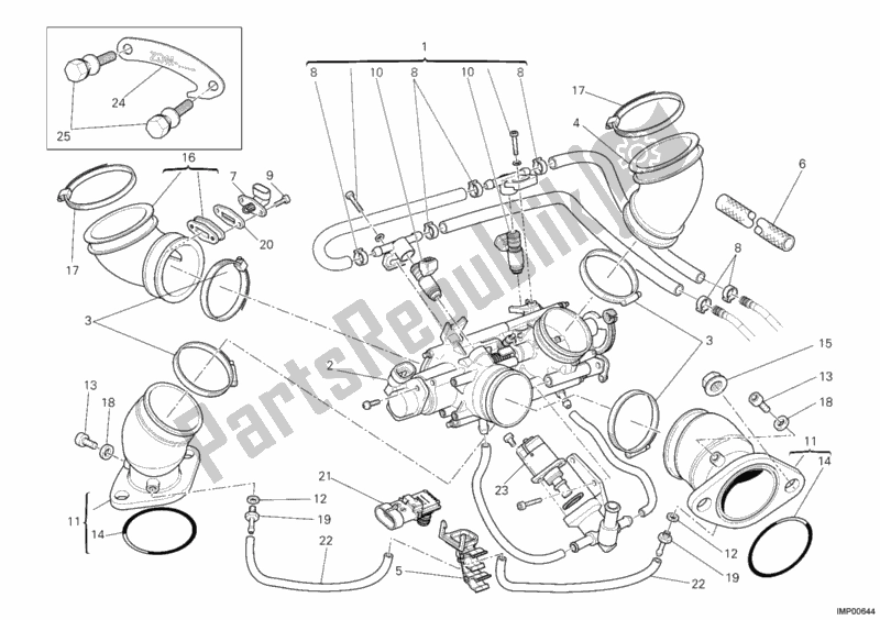 Todas as partes de Corpo Do Acelerador do Ducati Monster 796 ABS 2012